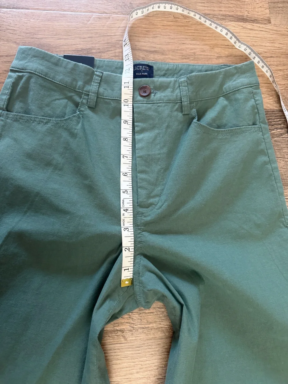 NWT J.Crew Ella Pant Wide Leg Olive Green Linen Blend Size 27